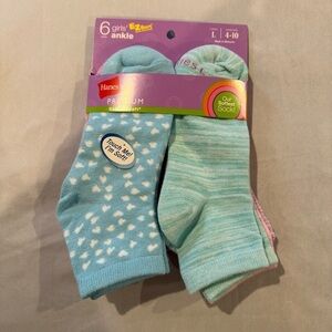 Hanes Pure Comfort Ankle Socks - Blue and Pink 6 Pairs